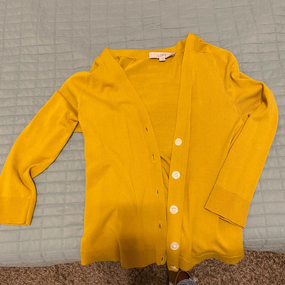Mustard yellow Loft cardigan